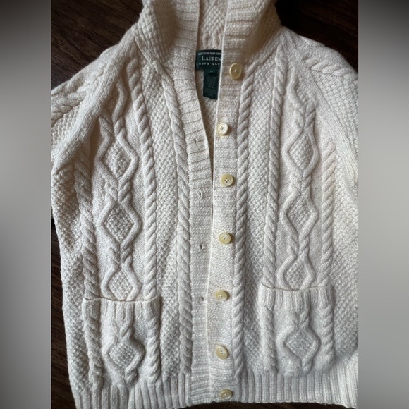 100% Wool Ralph Lauren Hooded Cardigan - Picture 3 of 6